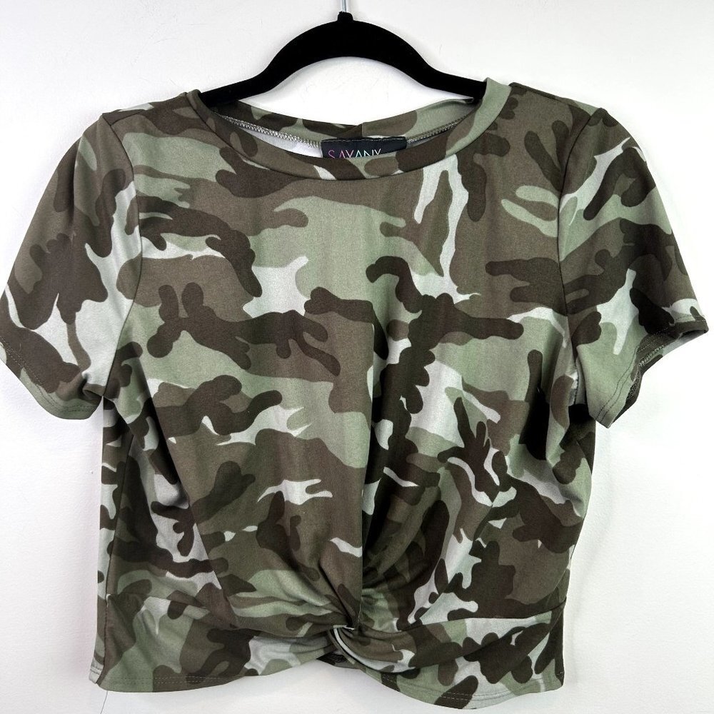 Camo short sleeve buttery‎ soft crop top size XL